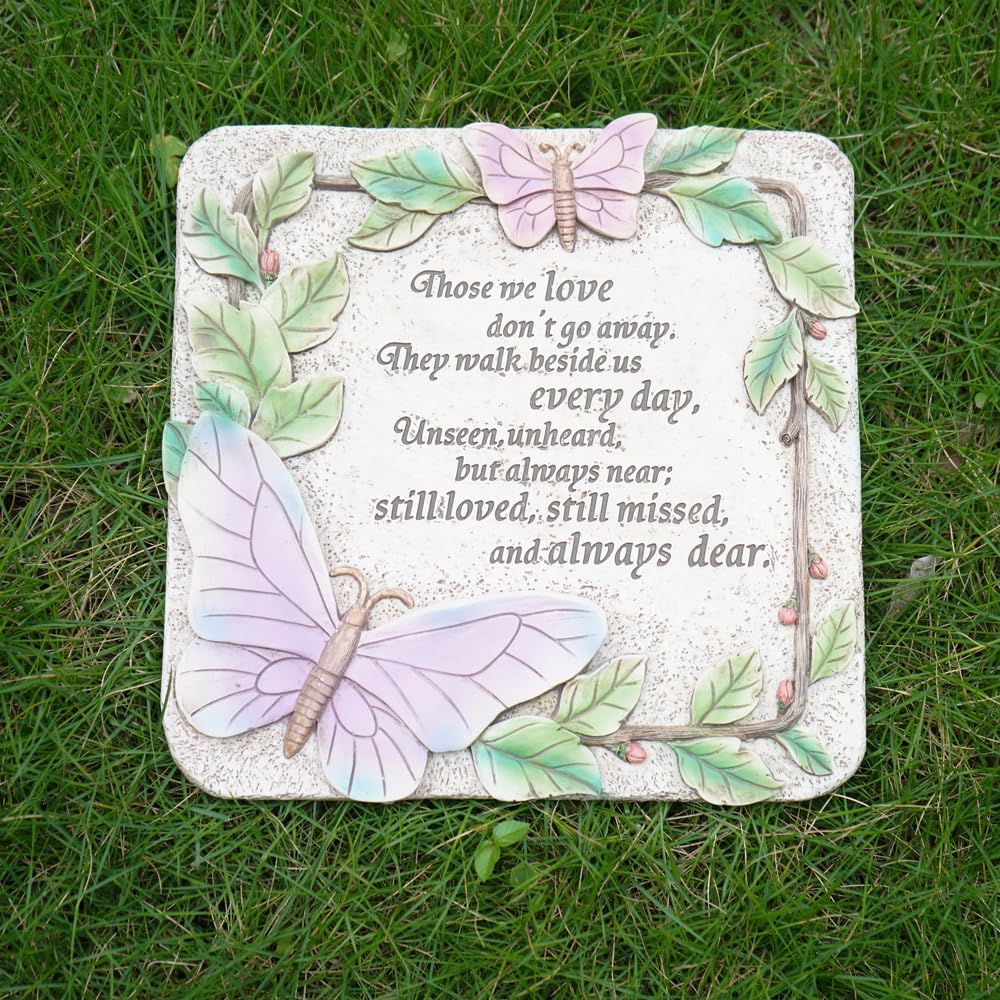 Garden Memorial Stone, Those We Love Don't Go Away Remembrance Gift, Stepping Stone Outdoor, Decor for Garden, Homes and Lawn-VerdiqueGarden