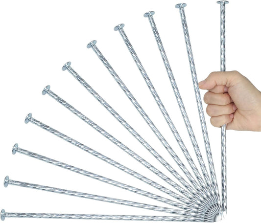 12 Inch Galvanized Landscape Stakes Metal Landscape Edging Anchoring Spikes, Landscape Anchoring Stake for Artificial Turf, Paver Edging, Weed Barrier, Tent, Camping, Carpentry (50)-VerdiqueGarden