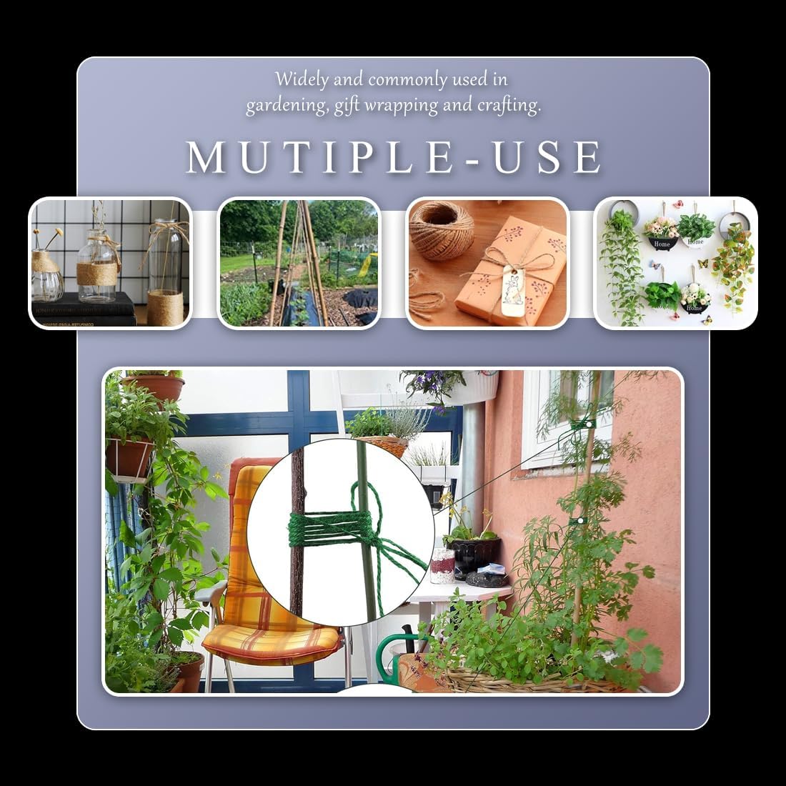 PerkHomy Garden Twine Strong Natural Jute 400 Feet Long Brown Twine for Gardening Tomato Climbing Plant Tie Floristry Crafts Gift Wrapping Packing Decor (Brown 2mm * 400feet)-VerdiqueGarden