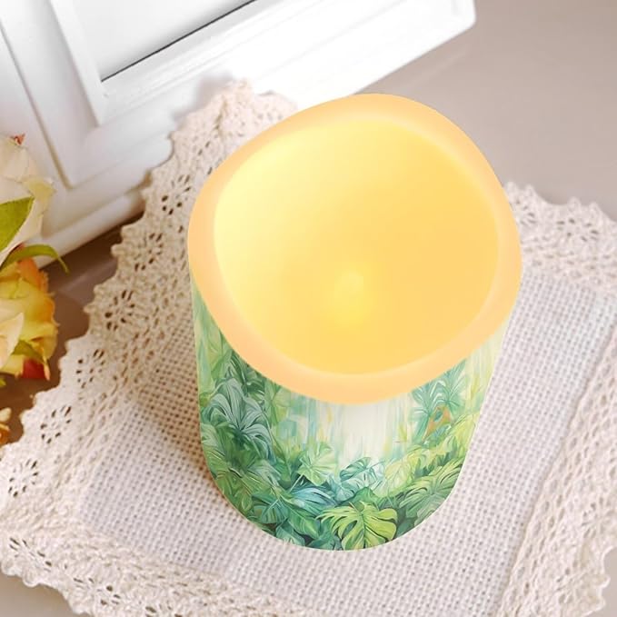 Ystardream Tropical Leaf Flameless Candles with Remote Battery Operated Candles Realistic LED Candles with Remote and Timer Set of 4 for Home Wedding Birthday Decorations-VerdiqueGarden