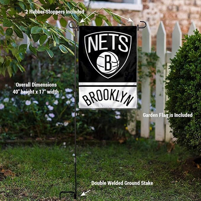 WinCraft Brooklyn Nets Garden Flag with Stand Holder-VerdiqueGarden
