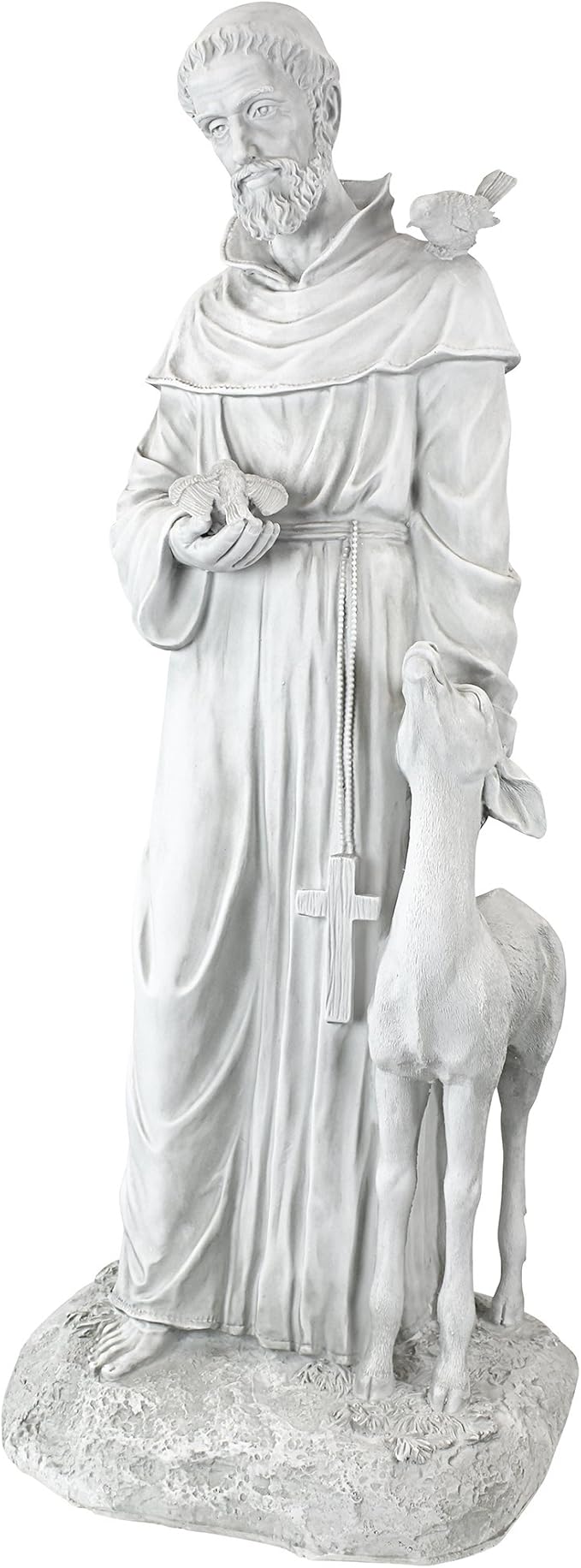Design Toscano Francis of Assisi, Patron of Animals Religious Garden Decor Statue, 37 inches Tall, Cast Stone Resin, Antique Stone Finish-VerdiqueGarden