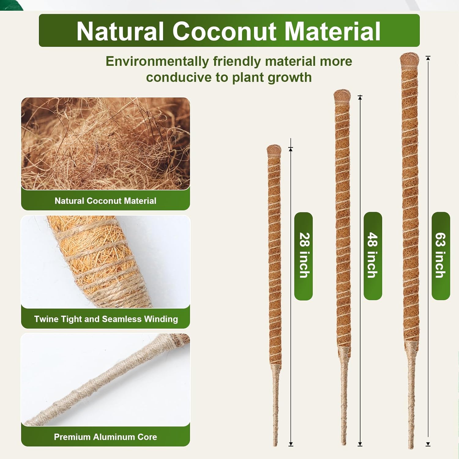 2 Pack 63'' Bendable Moss Pole Monstera Plant Support for Indoor Climbing Plants, Tall Plant Stick Support Stake for Potted Plants, Pothos, Philodendron-VerdiqueGarden