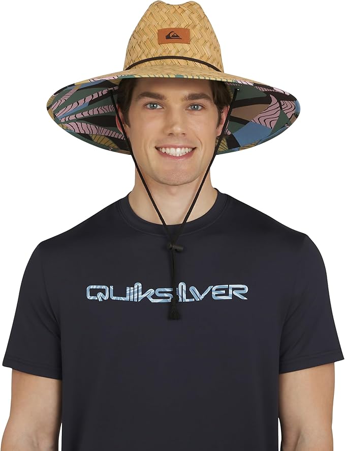 Quiksilver Men's Wide Brim Outdoor Lifeguard Straw Sun Hat-VerdiqueGarden