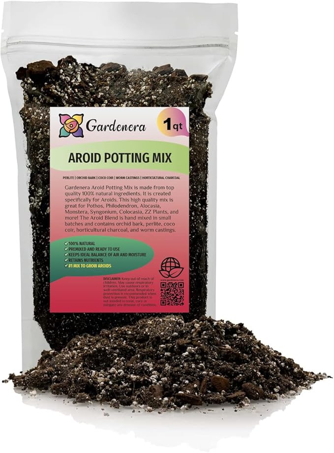 Premium Aroid Potting Mix - Soil Free Blend for Aroids - Growing Medium for House Plants by Gardenera - (1 Quart Bag)-VerdiqueGarden