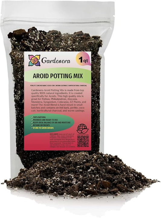 Premium Aroid Potting Mix - Soil Free Blend for Aroids - Growing Medium for House Plants by Gardenera - (1 Quart Bag)-VerdiqueGarden