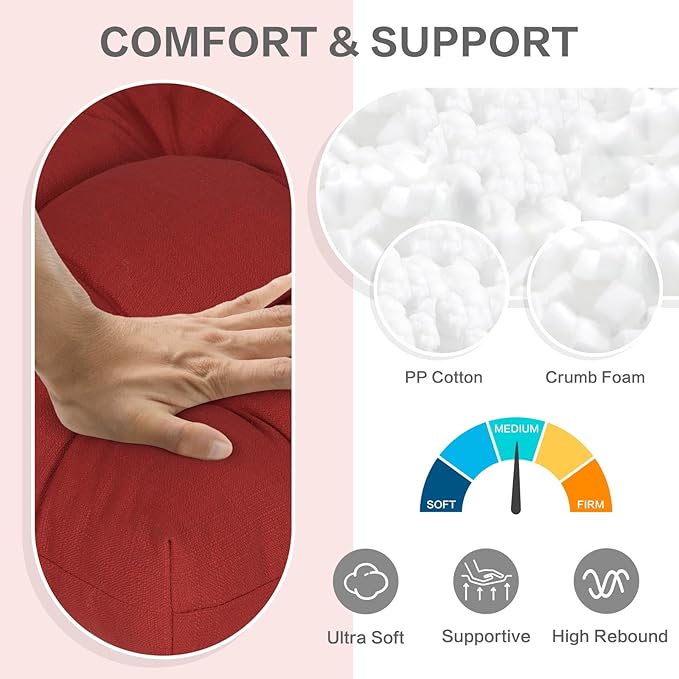 Aoodor 19" x 19" x 5" Tufted Outdoor Chair Cushions, Water Resistant & Fade Resistant Polyester Dining Chair Pads with 2 Straps for Patio Furniture, Set of 4-VerdiqueGarden