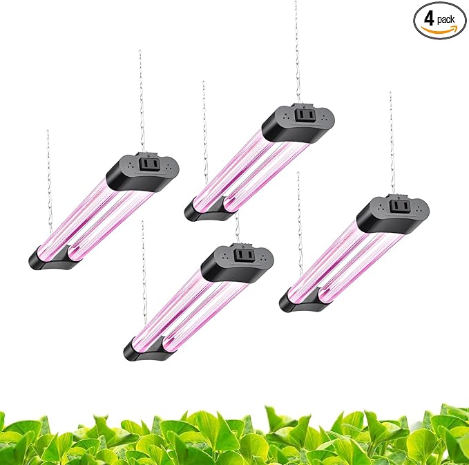 Hlite18inch 4 Pack LED Grow Lights - Linkable Grow Lights for Indoor Plants, Full Spectrum Plant Lights Plug and Hanging Design with On/Off Switch Hanging Grow Light from Seedling to Flowering, Black-VerdiqueGarden