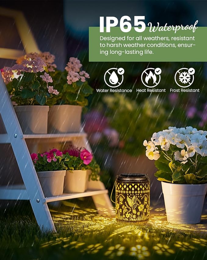 Solar Lanterns Outdoor Hanging Waterproof,Hummingbird Garden Decor Gifts for Women Mom, Solar Lights Metal Fall Decoration Outside for Yard, Patio,Garden,Backyard,Porch-VerdiqueGarden