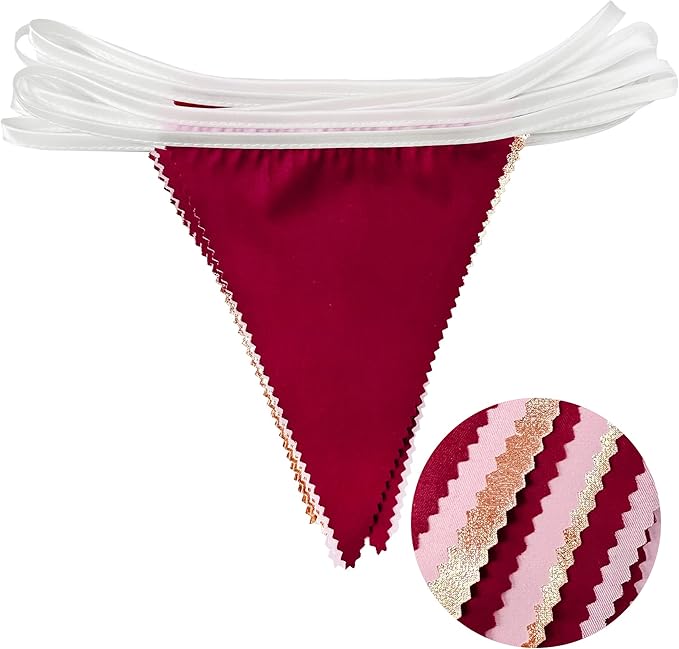 Burgundy Party Decorations Rose Gold Maroon Pink Fabric Triangle Pennant Banner Pink Garnet Flag Bunting Garland for Graduation Wedding Birthday Bridal Shower Bachelorette Anniversary Party Supplies-VerdiqueGarden