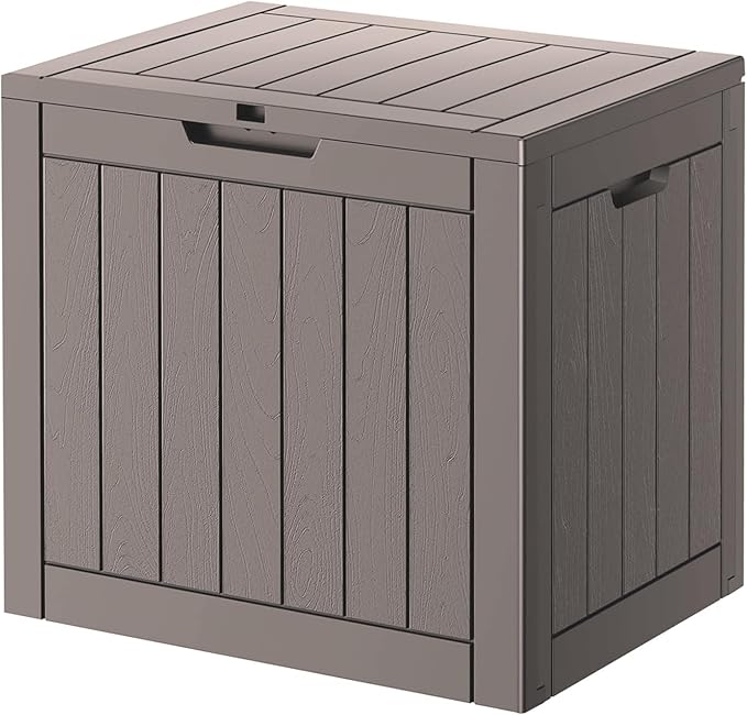 33 Gallon Outdoor Storage Box, Waterproof Resin Deck Box for Indoor & Outdoor Use – Lockable Patio Storage Bin for Garden Tools, Package Deliveries, Pool Accessories, Sports Gear & Furniture-Grey-VerdiqueGarden