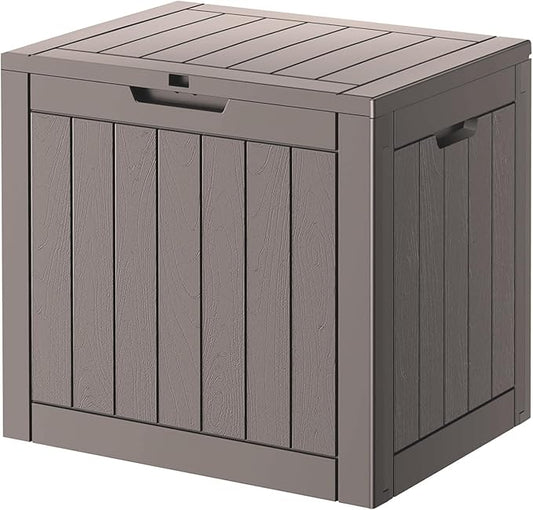 33 Gallon Outdoor Storage Box, Waterproof Resin Deck Box for Indoor & Outdoor Use – Lockable Patio Storage Bin for Garden Tools, Package Deliveries, Pool Accessories, Sports Gear & Furniture-Grey-VerdiqueGarden
