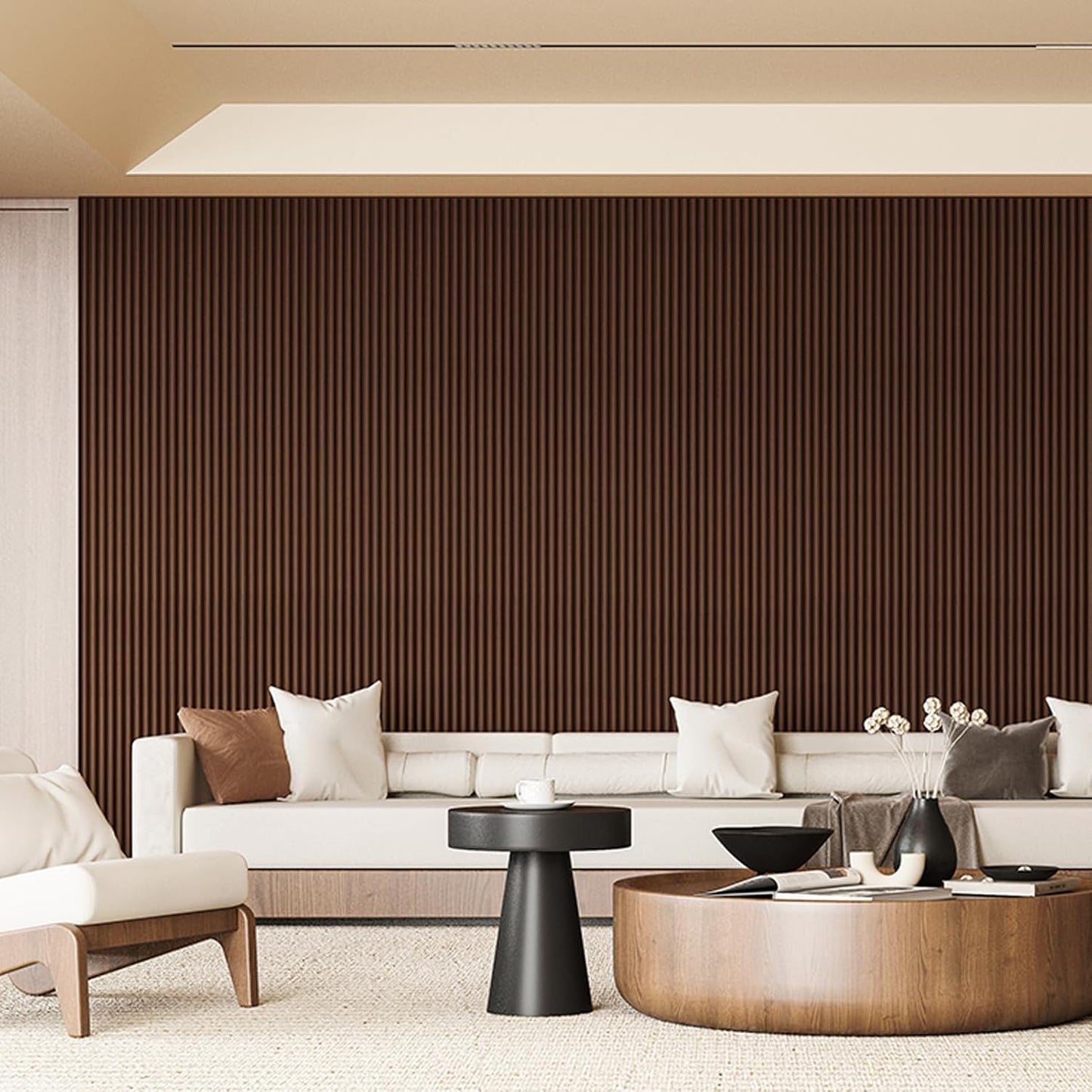 Art3d Fluted Wood Panel for Wall and Ceiling, Beaded Accent molding for Home Decoration, Pack of 4pcs + 1pc End-Trim, Size 108 x 5.7in.- Beaded Smoked Oak-VerdiqueGarden