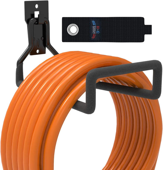 3-H Solid Steel Garden Hose Holder - Wall Mounted Hanger with Extension Strap for Outdoor Water Hoses & More-VerdiqueGarden