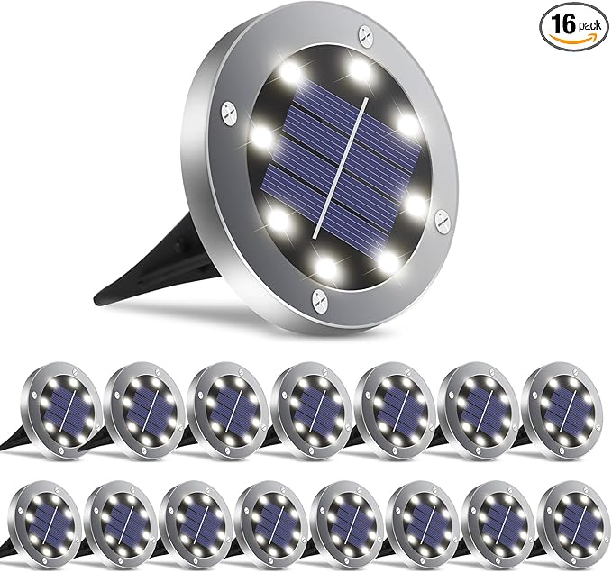 Solar Ground Lights - 16 Pack, In-Ground Pathway Lights for Garden, Lawn, Yard, Patio, Driveway, Steps and Walkway - White-VerdiqueGarden