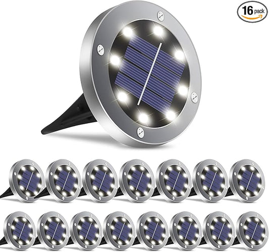 Solar Ground Lights - 16 Pack, In-Ground Pathway Lights for Garden, Lawn, Yard, Patio, Driveway, Steps and Walkway - White-VerdiqueGarden