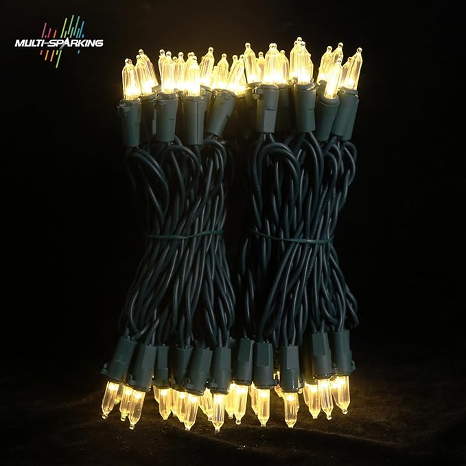 MULTI-SPARKING White Christmas LED Lights - 100 Count Warm White Holiday String Lights for Tree, Party, Wedding, Indoor and Outdoor Use, 33 Feet Green Wire, UL Certified, Connectable-VerdiqueGarden