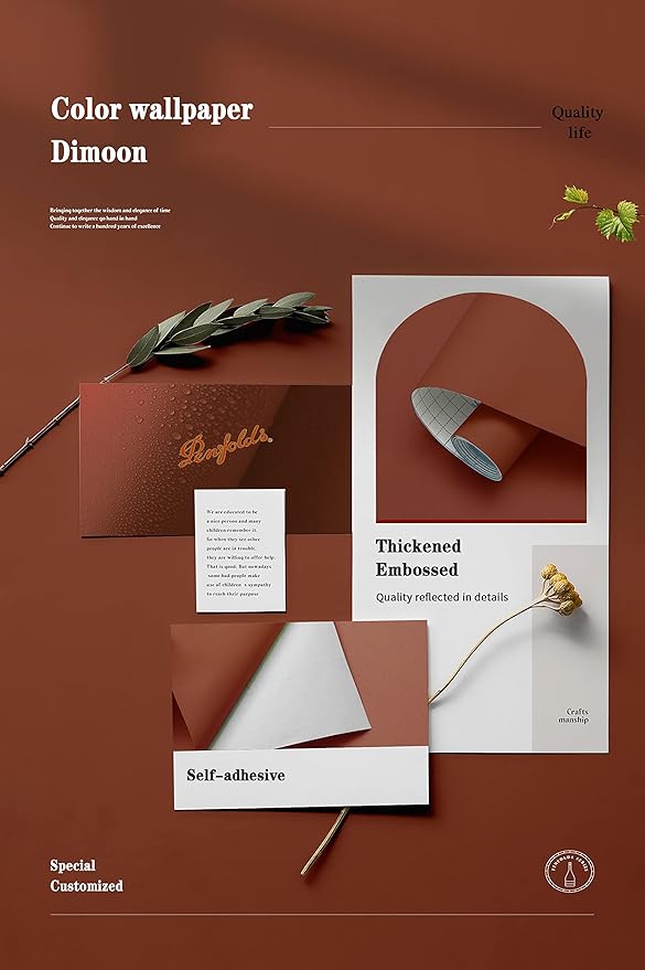 Dimoon 236''x17.7'' Orange Peel and Stick Wallpaper Contact Paper Modern Self Adhesive Wall Paper Removable Renter Friendly Textured Solid Color Shelf Cabinet Vinyl Roll (236''x17.7'',Vermilion)-VerdiqueGarden