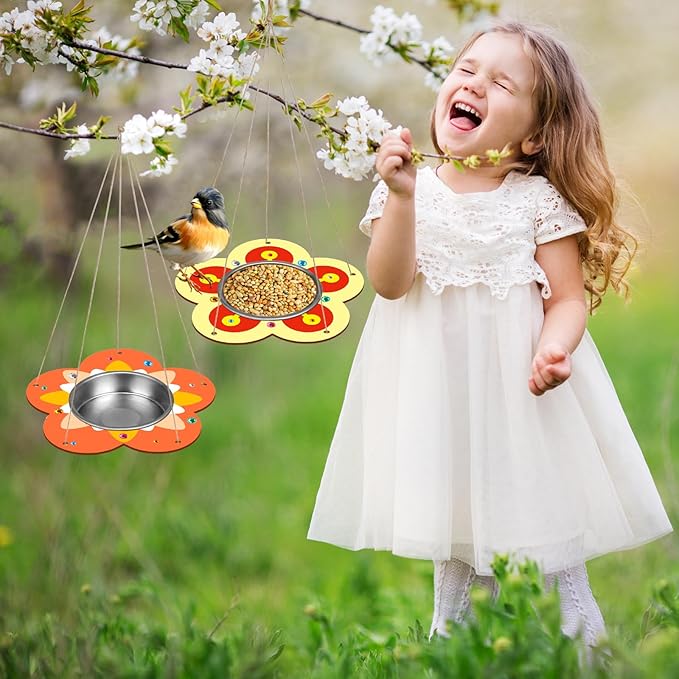 Fennoral 4 Pack Bird Feeder Kits for Kids Make Your Own Bird Feeders Wooden Art and Craft for Girls Boys Ornaments DIY to Paint Craft for Spring Garden Outdoor Decoration Summer Activities Project-VerdiqueGarden