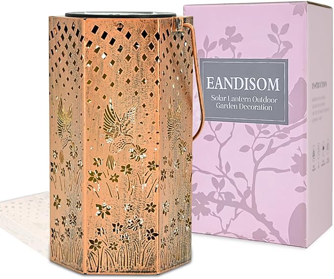Hummingbird Solar Lanterns Outdoor Waterproof - Birthday Gifts for Women, Men, Mom, Mothers Day Gifts, Solar Lights Outdoor Hanging Garden Decor for Outside, Patio, Outdoor, Yard, Lawn, Balcony-VerdiqueGarden