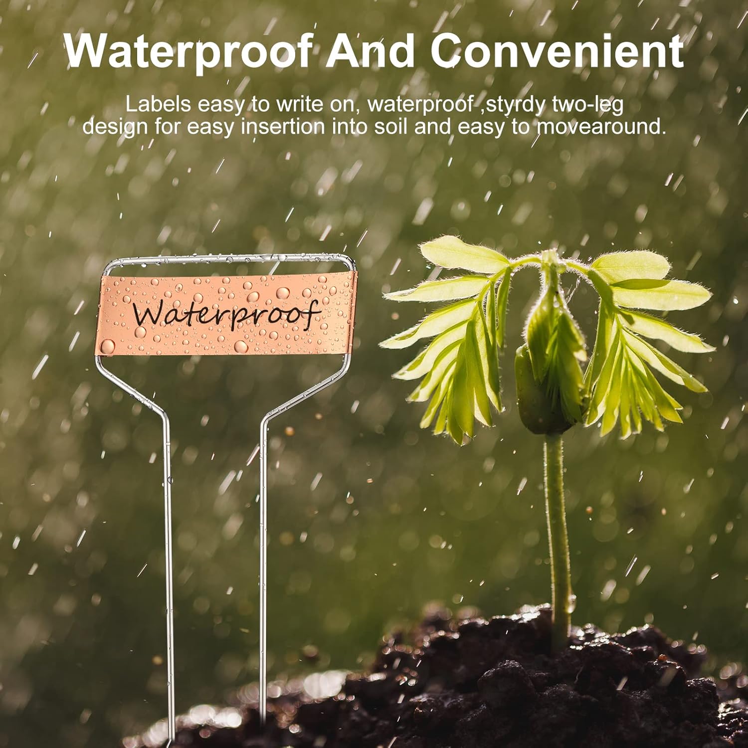 100 Pcs Metal Garden Plant Labels Weatherproof Banner Copper Plant Tags, Metal Copper Garden Markers, Reusable Height 10.5 Label Area 2.5'' x 7/8''-VerdiqueGarden