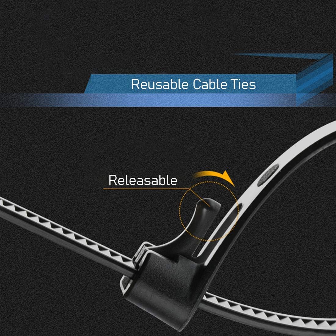 Reusable Zip Ties, 100 Pcs Assorted Fastening Cable Zip Ties 6" 8" 10" 12" Four Length Heavy Duty Nylon Self Locking Wire Ties-VerdiqueGarden
