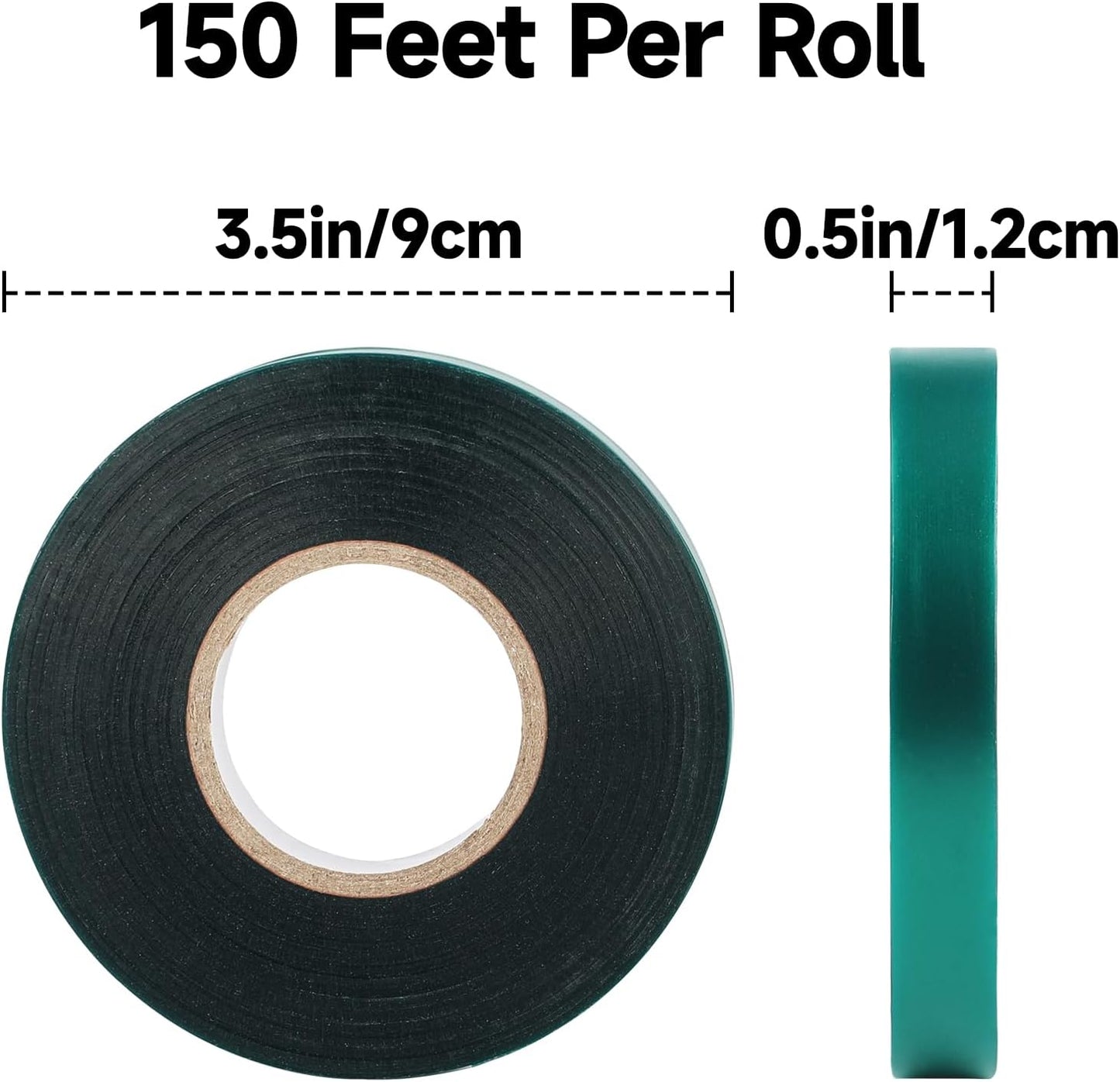 KINGLAKE GARDEN Stretch Tie Tape Roll-4 Rolls Total 600 Feet 1/2" Green Garden Tape,Plant Ribbons Plant Garden Tie for Branches, Climbing Planters, Flowers-VerdiqueGarden