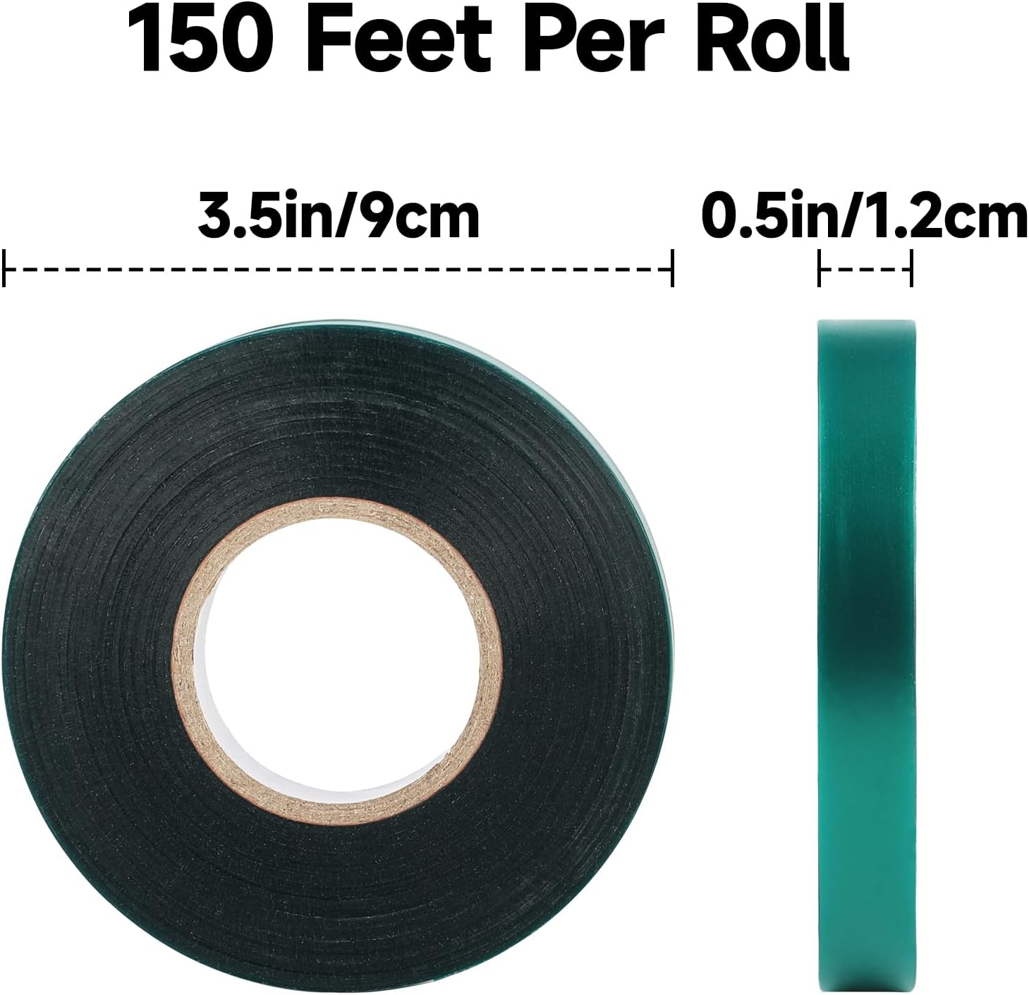 KINGLAKE GARDEN Stretch Tie Tape Roll-4 Rolls Total 600 Feet 1/2" Green Garden Tape,Plant Ribbons Plant Garden Tie for Branches, Climbing Planters, Flowers-VerdiqueGarden