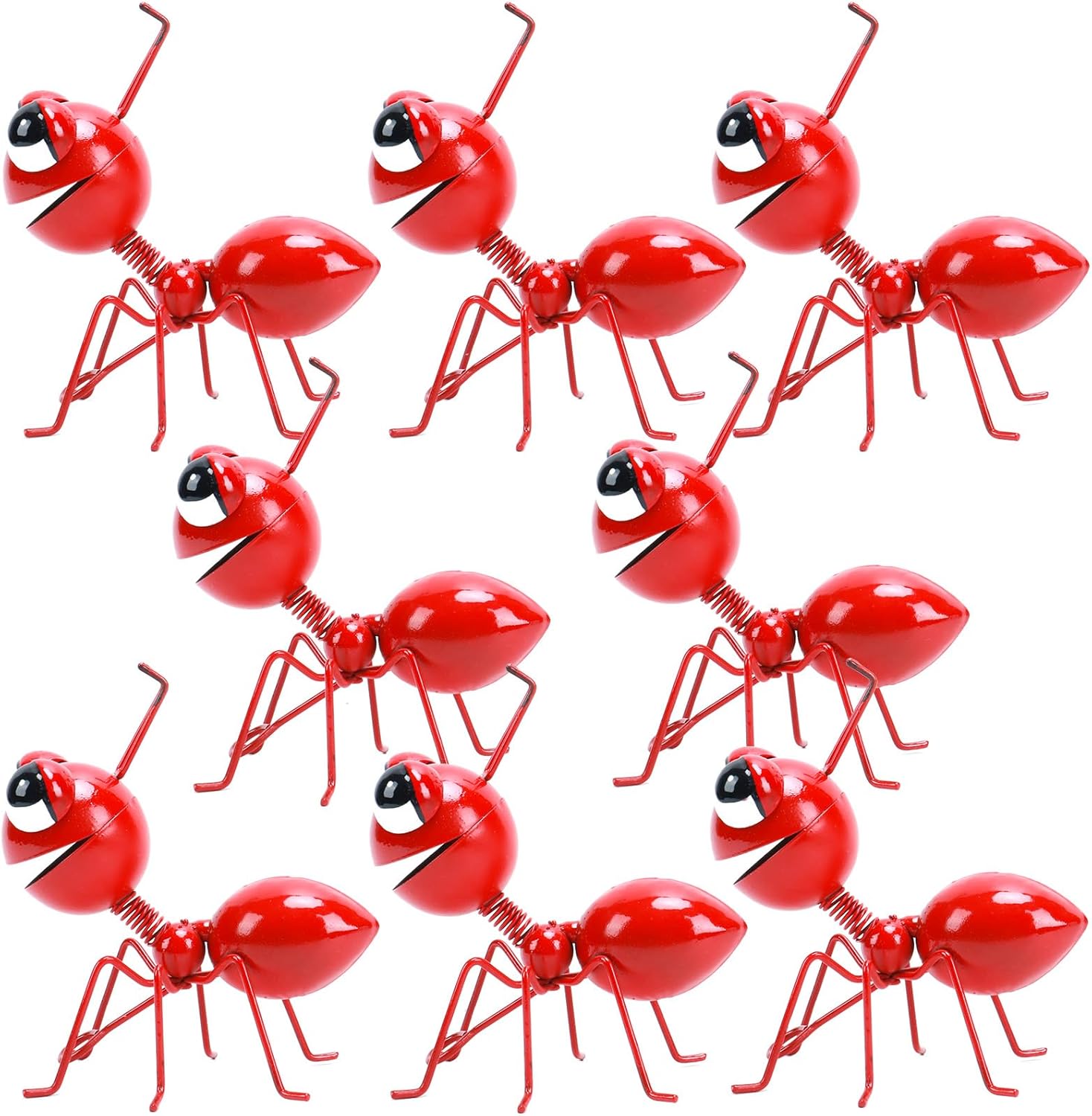 Metal Yard Art Garden Decor for Outside Cute Ants Yard Decorations Outdoor Lawn Ornaments Backyard Gifts for Mom - Set of 8（All Red）-VerdiqueGarden