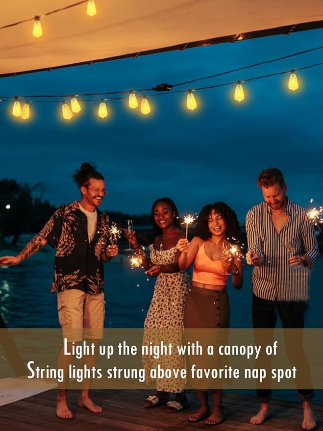 DAMAING String Lights for Outside 300FT shatterproof connectable Patio Lights Outdoor 3 Pack x 100FT with 156 PCS Vintage dimmable LED Edison Bulbs,Waterproof Hanging Lights for Backyard,Deck-VerdiqueGarden