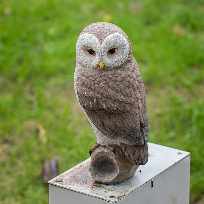 Owl Outdoor Statues Garden Yard - Decoration Home Decor Indoor Desk Tabletop Collectible Figurines Ancient Retro Collection 11" x4.5" x5 Inch-VerdiqueGarden
