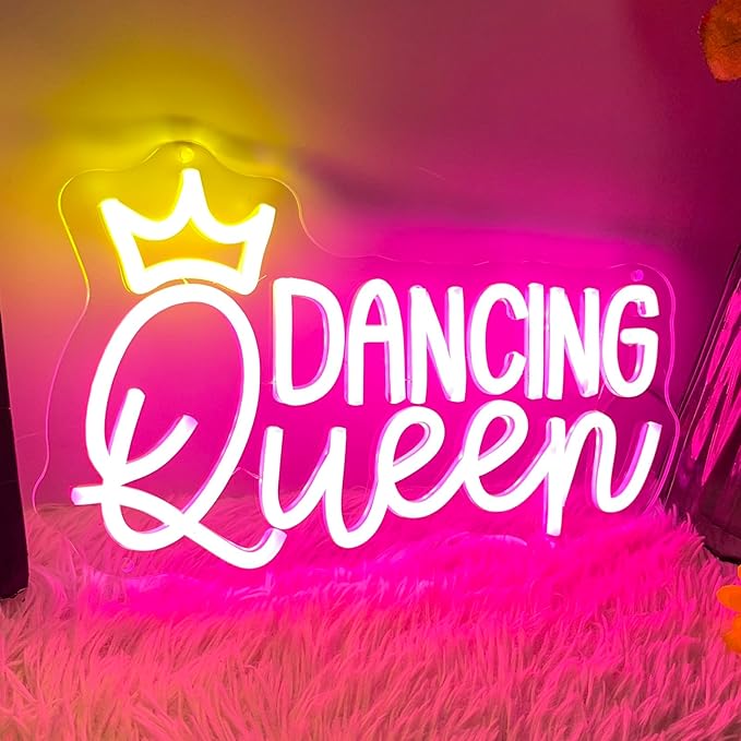 Dancing Queen Neon Sign, Dimmable LED Neon Lights for Wall Decor Neon Light Up Signs for Bedroom Dancing Party Bar Club Birthday Party Decoration Gift for Girl Kid lover-VerdiqueGarden