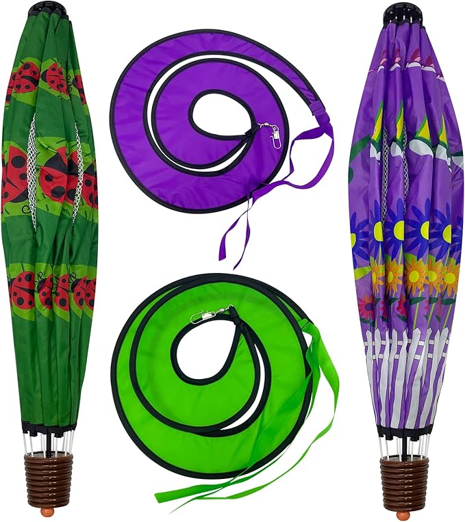 2 PCS Gaint Hot Air Balloon Wind Spinners 59 inch Garden Wind Spinner Large Hummingbird Ladybug Spinners Hanging Wind Socks Twisted Whirlygig Windmill for Yard Garden Lawn Outdoor Decorations-VerdiqueGarden