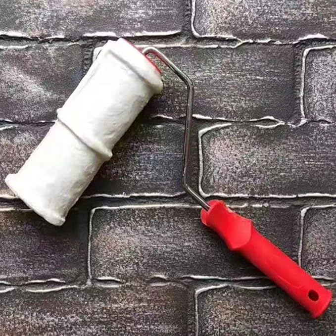 Tookie Embossed Paint Roller, 8 Inch Brick Embossing Roller for Wall Decoration, Art Brush Paint Roller Embossing Cylinder with Rubber Handle for Household DIY Paint Roller Art-VerdiqueGarden