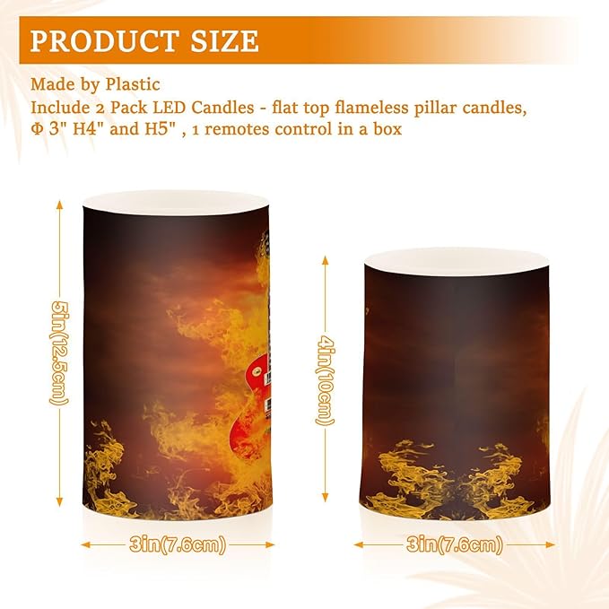 Flickering Flameless Candles, Rock Guitar in Fire Flames LED Candles with Remote Timer, Set of 2 Battery Operated Candle for Valentine Wedding Birthday-VerdiqueGarden