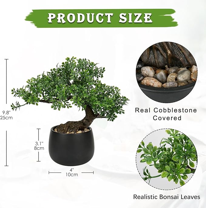 Artificial Bonsai Tree Juniper Faux Plants Indoor Fake Plants Decor with Ceramic Pots for Home Table Office Desk Bathroom Shelf Bedroom Living Room Farmhouse Decorations-VerdiqueGarden