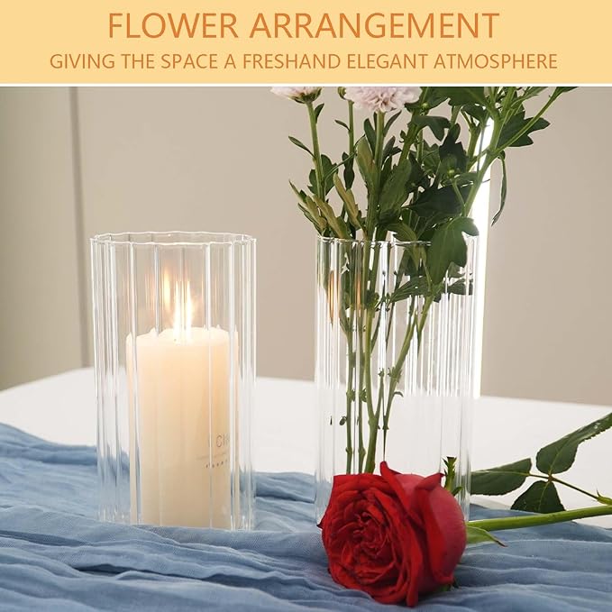 12pcs Glass Vase Cylinder Vases for Centerpieces Small Flower Glass Vases Bud Vases Home Decor Centerpiece Table Flower Vase Decorations for Office Beautification＆Holiday 6 Inch Tall-VerdiqueGarden