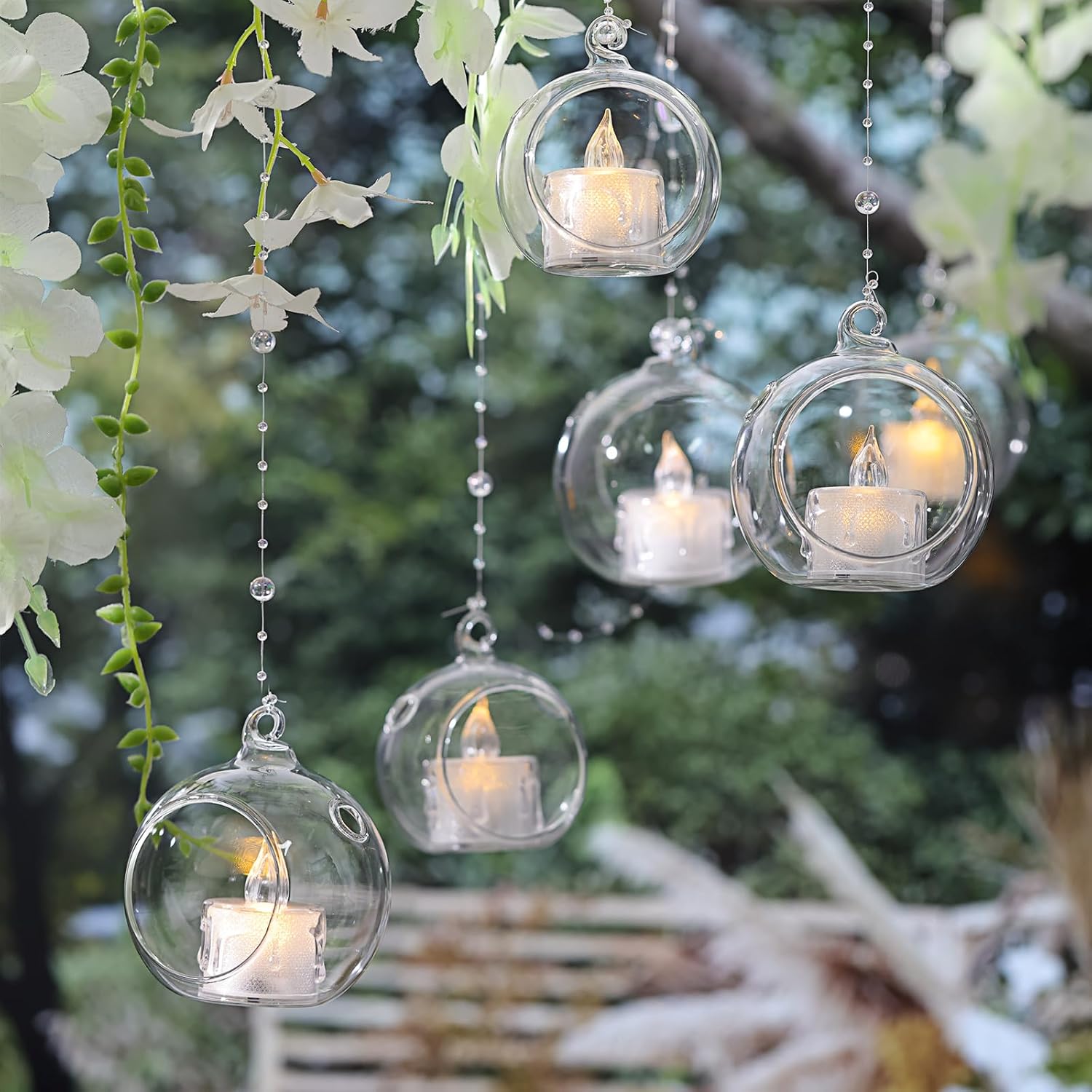 LETINE 12pcs Assorted Glass Orb Set, with 2.17" and 1.93" Spheres | Hanging Glass Tealight Holder Globe, Air Plant Terrarium Supplies for Wedding Favors, Votive Candle Holders,Christmas Decorations-VerdiqueGarden