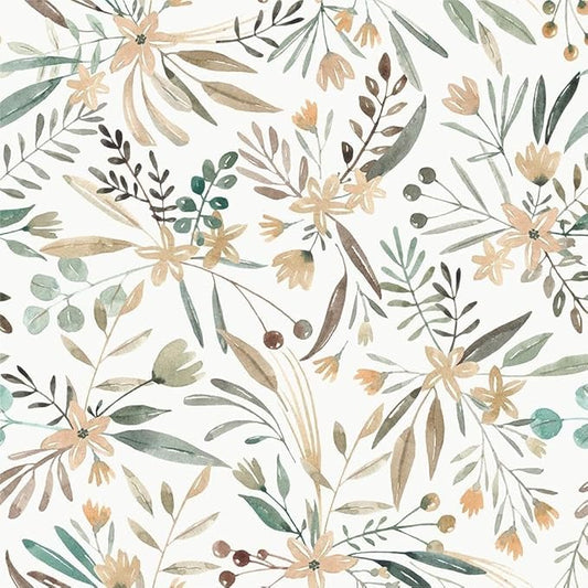 Boho Watercolor Brown Leaf Vintage Peel and Stick Wallpaper Self Adhesive Removable Easy Peel Off Stick on Wall Paper for Bedroom Cabinet Renter-VerdiqueGarden