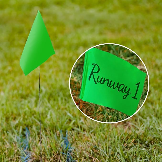 Zozen 100Pack Green Marking Flags, Writable/15x4x5 Inch, Yard Flags for Lawn & Irrigation & Landscape & Sprinkler & Survey & Dog Training.-VerdiqueGarden