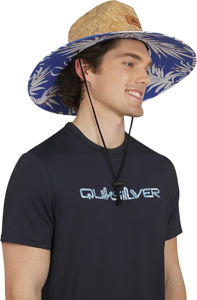 Quiksilver Men's Wide Brim Outdoor Lifeguard Straw Sun Hat-VerdiqueGarden