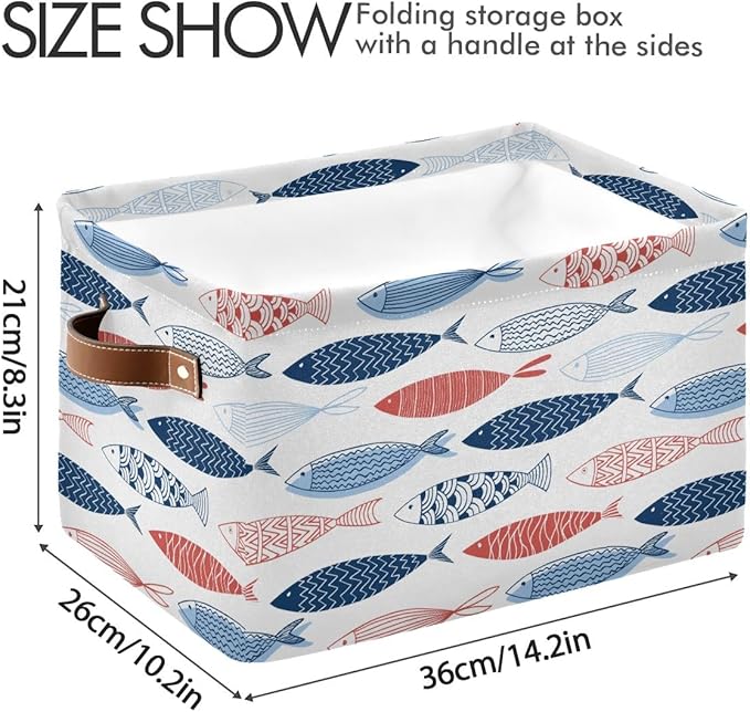 Fish Rectangular Storage Basket Organizer Bin Shelf Baskets For Clothes Gifts For Home Office Dorm-VerdiqueGarden