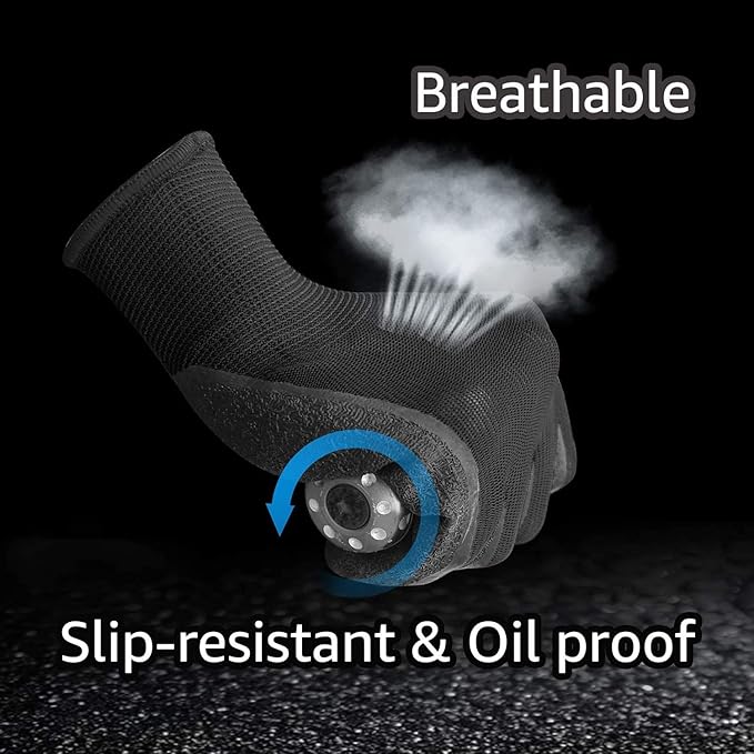 Evridwear Crinkle Latex Rubber Hand Coated Safety Work Gloves for Men Women General Multi Use Construction Warehouse Gardening Assembly Landscaping (XS-Size) 12 Pairs Pack-VerdiqueGarden