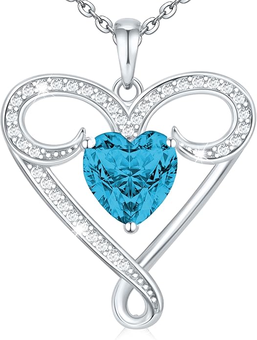 Infinity Necklace for Women, 925 Sterling Silver Heart Necklace with 5A Zircon, White Gold Plated Adjustable Chain, Gift for Valentine's Day, Birthday, Anniversary for Wife, Girlfriend, Mom