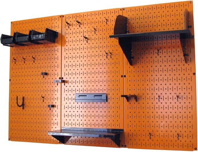 Wall Control 4 ft Metal Pegboard Standard Tool Storage Kit with Orange Toolboard and Black Accessories-VerdiqueGarden