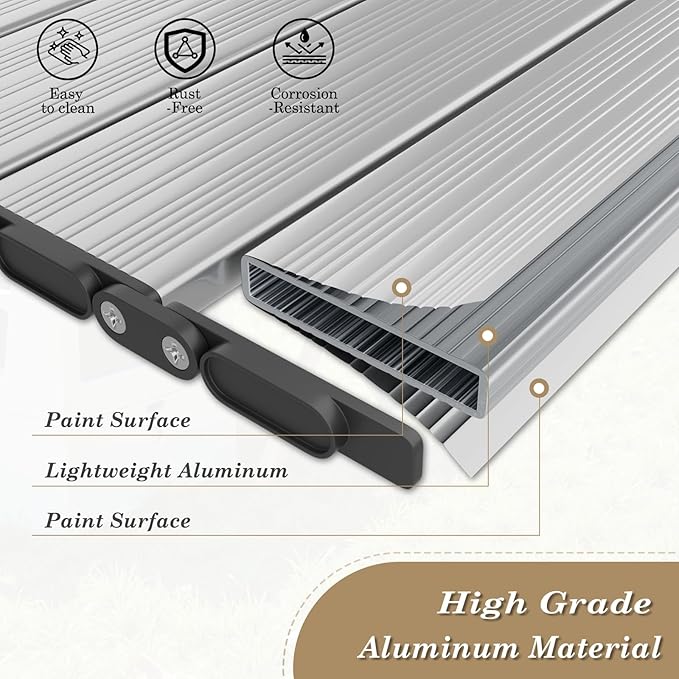 Athena Collection Foldable Camping Table, 47" Aluminum Outdoor Folding Camp Table with Mesh Layer Telescopic Legs and Carry Bag, Lightweight and Portable for Outdoor Camping Picnic Grilling, Silver-VerdiqueGarden