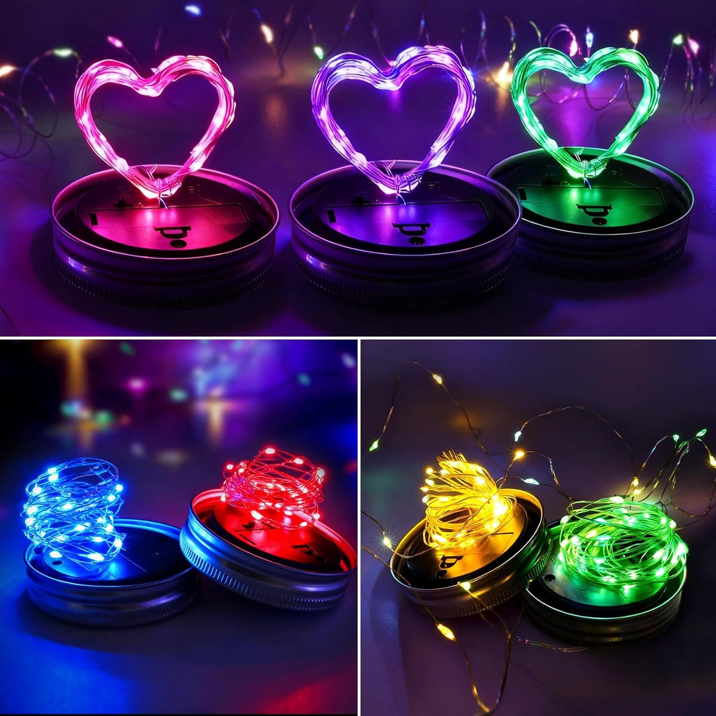 ZNYCYE Mason Jar Solar Lights for Outside, 12 Pack 30LED Fairy Firefly Lights Mason Jar Solar Lids Outdoor Waterproof String Lights with Hangers(NO Jars) for Patio Garden Yard Lawn Decor(6 Colors)-VerdiqueGarden