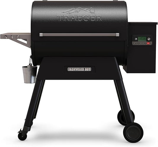 Traeger Ironwood 885 Wood Pellet Grill and Smoker, WiFi Pellet Smoker Grill with Super Smoke Mode, D2 Controller, Large 885 sq. in. Cooking Area, Outdoor BBQ Electric Pellet Smoker, TFB89BLFC-VerdiqueGarden