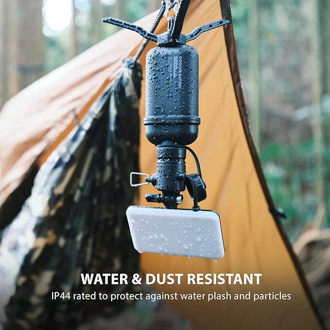 ELECOM NESTOUT Outdoor Camping LED Panel Flashlight w/Mini Tripod, Dimmable USB Powered LED Light, IP44 Water Dust Resistant, 30-1000 Lumen, Portable Lantern for NESTOUT Power Bank, Black (Flash-1)-VerdiqueGarden