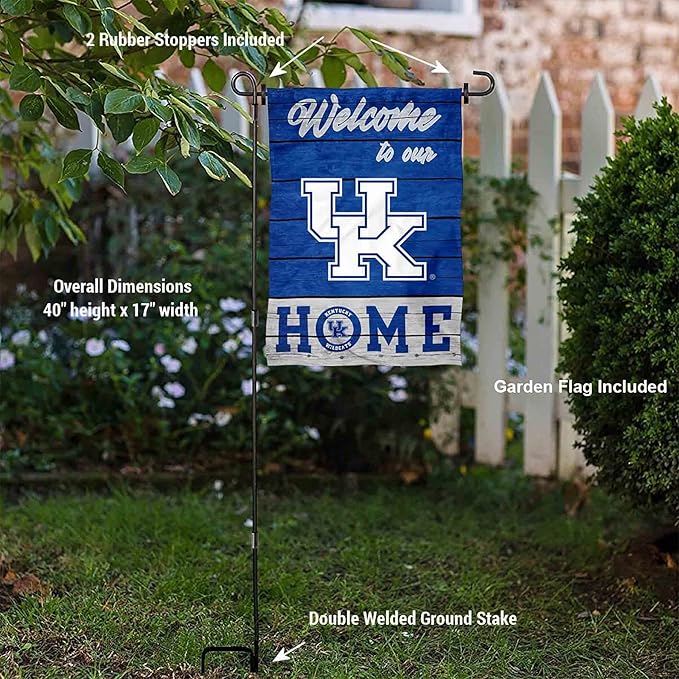 College Flags & Banners Co. Kentucky Wildcats Welcome to Our Home Garden Flag with Stand Holder-VerdiqueGarden